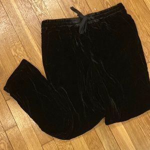 Black velvet joggers